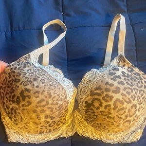 Natori Leopard Print Bra with Lace Trim